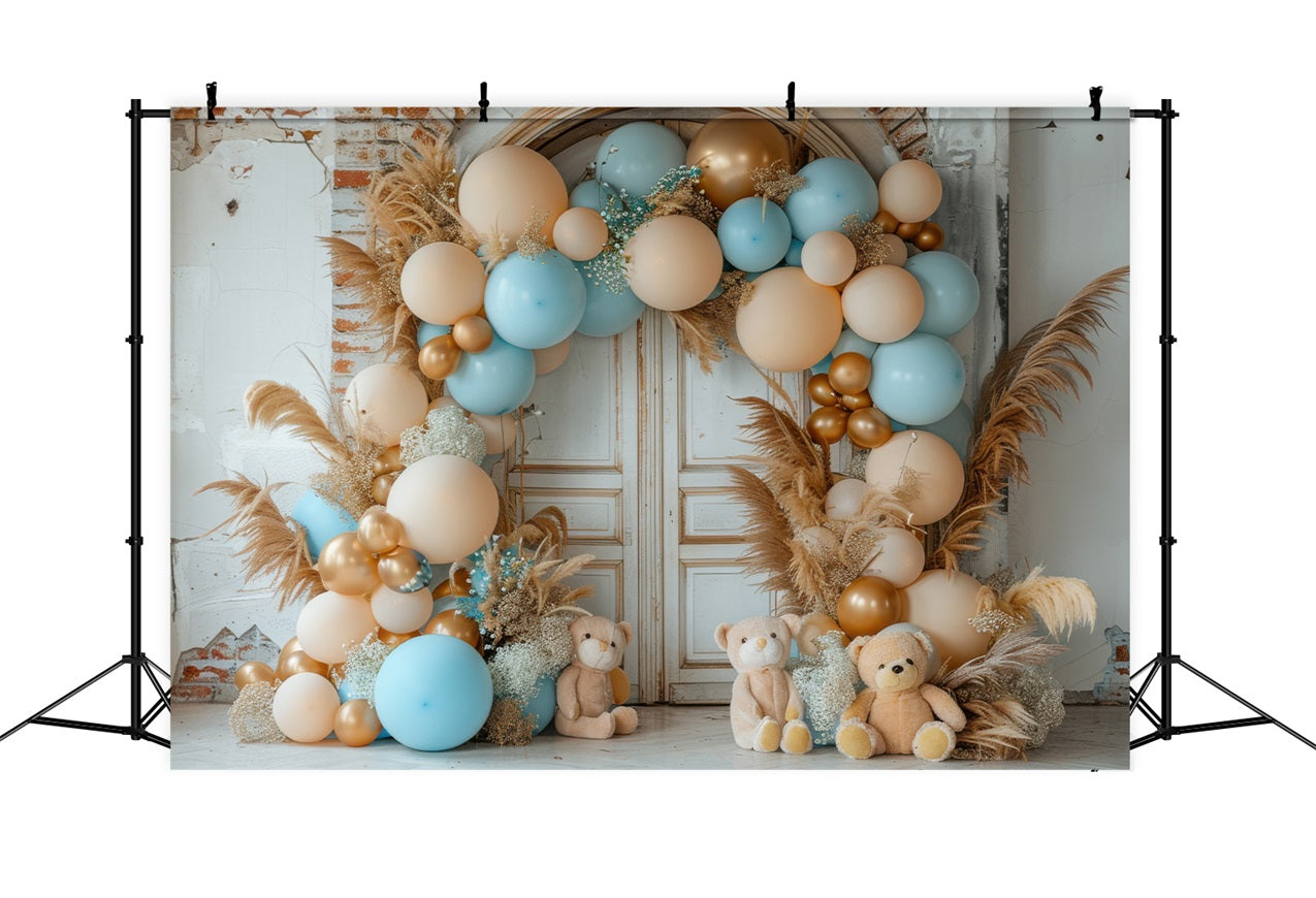 Sfondo Per Festa Di Compleanno Con Palloncino E Orsacchiotto BRP10-356