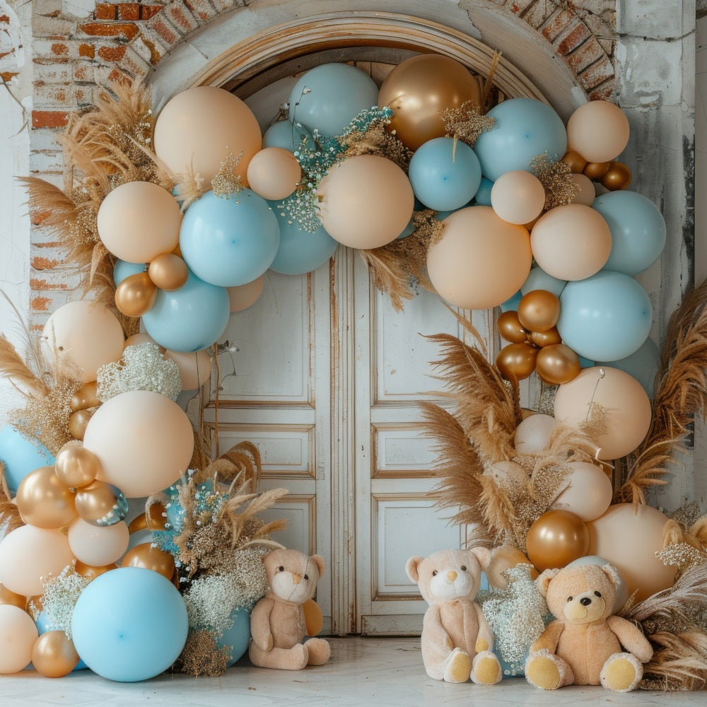 Sfondo Per Festa Di Compleanno Con Palloncino E Orsacchiotto BRP10-356