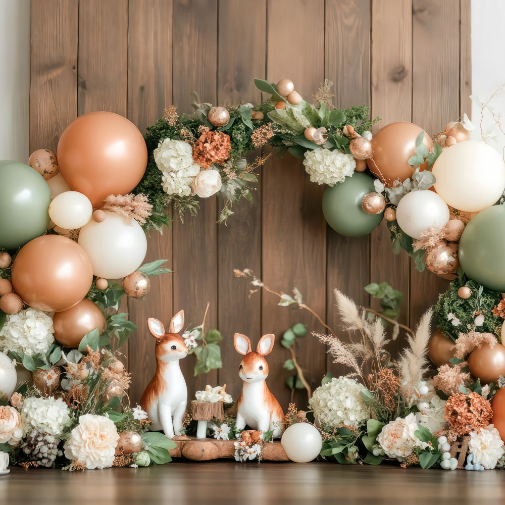 Sfondo Di Celebrazione Del Compleanno Sfondo Di Palloncini Di Cervo Del Bosco BRP10-368