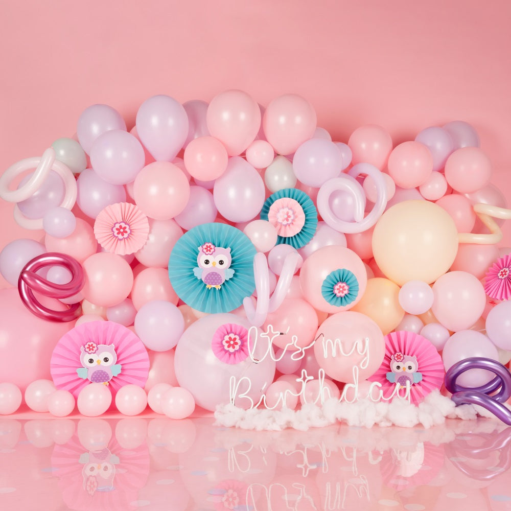 Sfondo Per Servizio Fotografico Di Compleanno Sfondo Con Palloncino Ispirato Al Gufo BRP10-370
