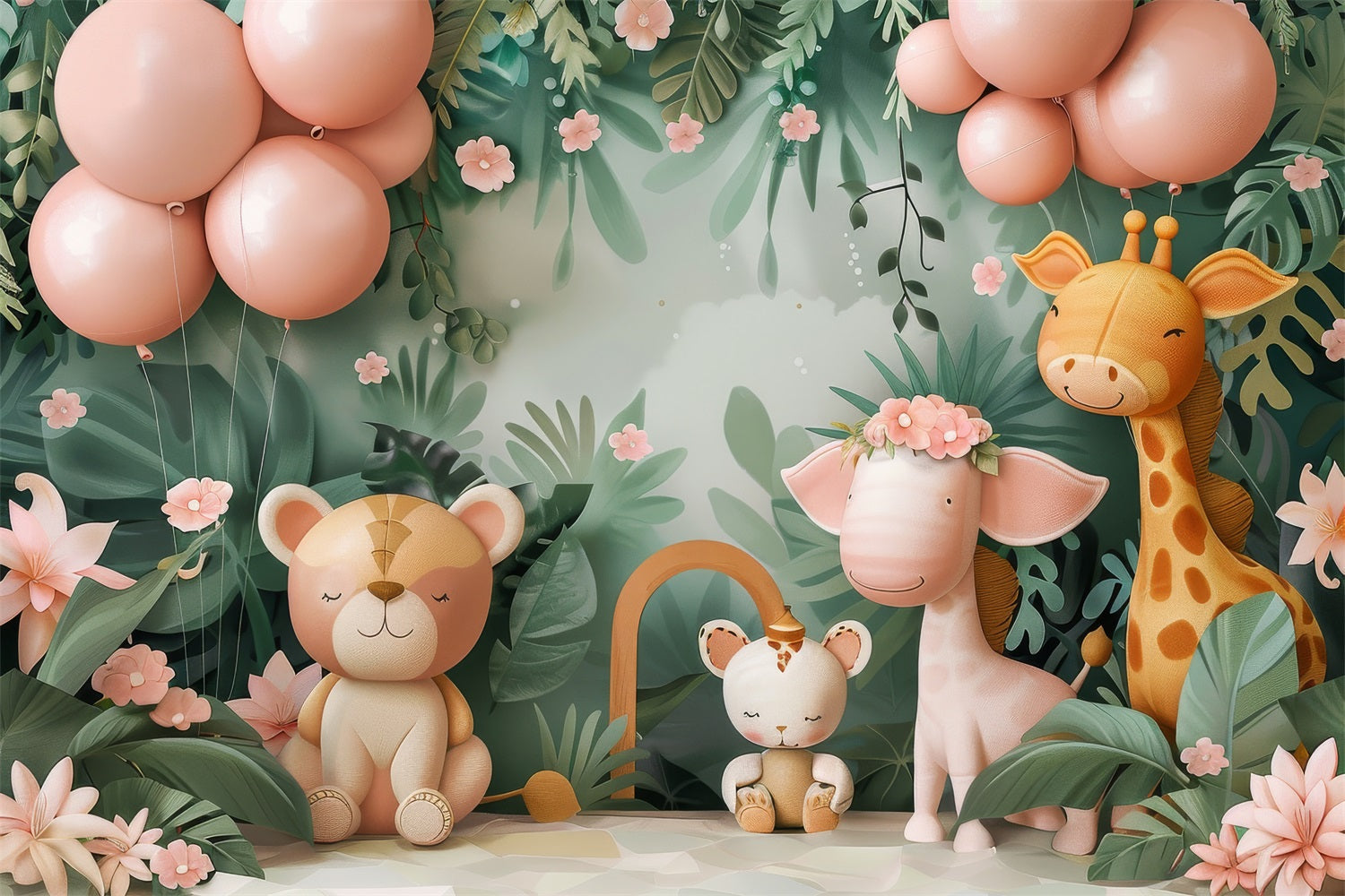 Sfondo Di Buon Compleanno Safari Animali Giungla Sfondo BRP10-394