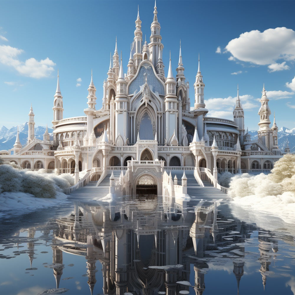 Sfondo Di Riflessi Ghiacciati Del Grand White Castle Invernale BRP10-40
