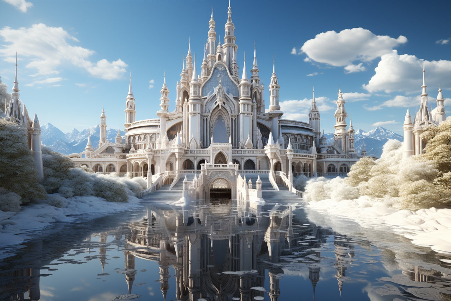 Sfondo Di Riflessi Ghiacciati Del Grand White Castle Invernale BRP10-40