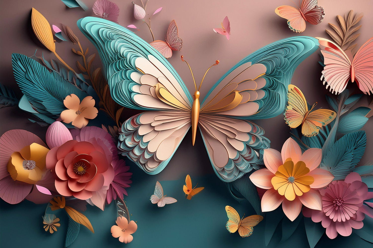 Sfondo Per La Festa Di Compleanno Sfondo Floreale Farfalla 3D BRP10-402