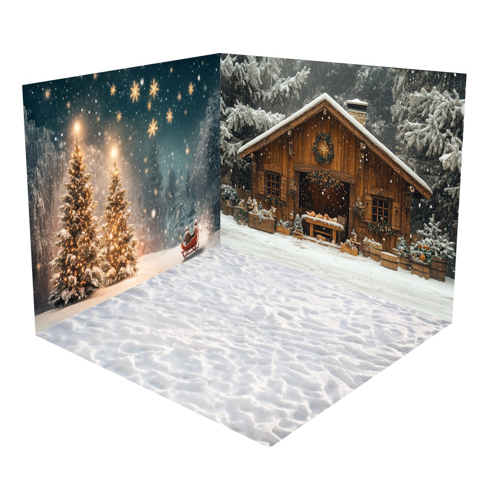 Set Camera Con Fondale Per Alberi Festivi Per Cabina Invernale BRP10-407