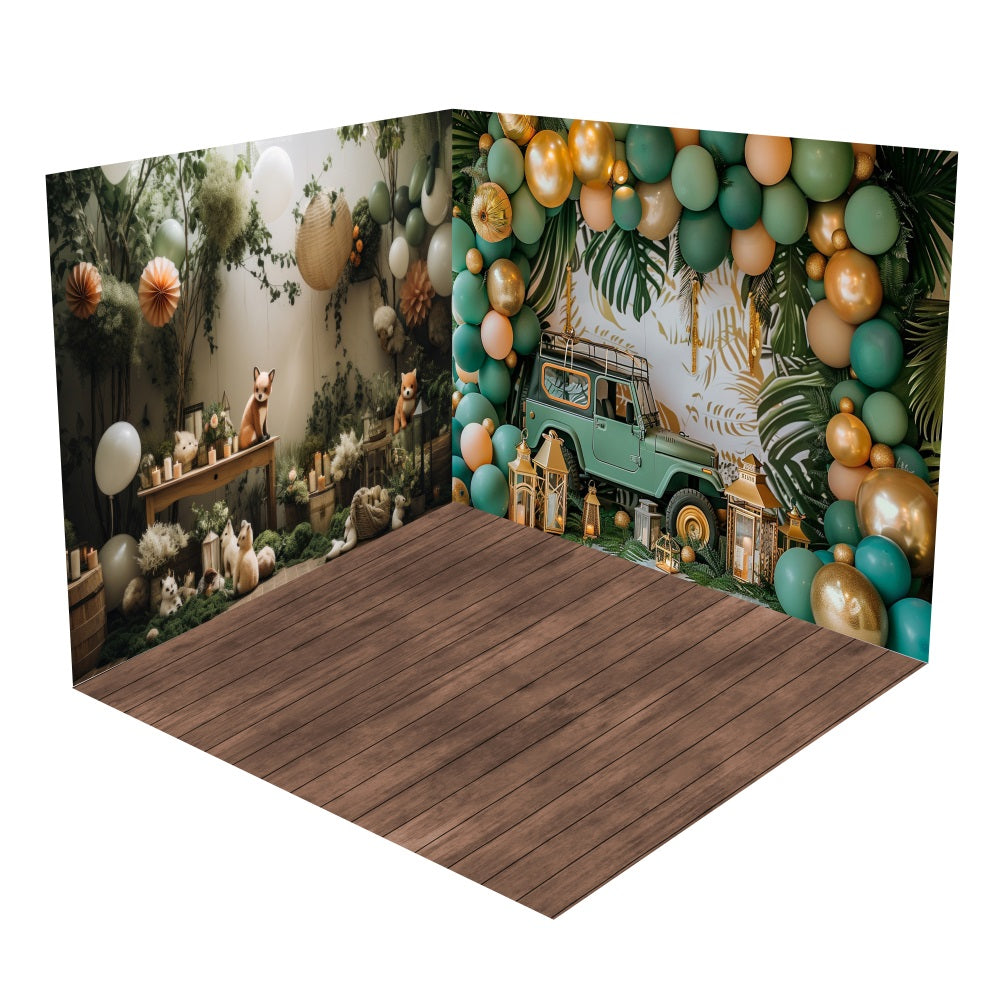 Set Per Stanza Con Sfondo Di Palloncini Boho Decor Fox Jeep BRP10-419