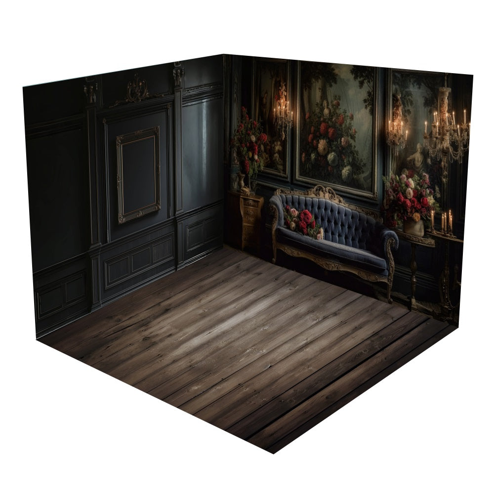 Set Da Camera Con Sfondo Floreale Antico Per Divano Da Parete Vintage BRP10-434