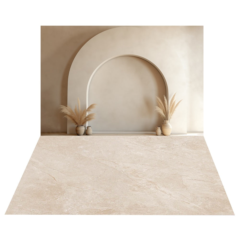 Sfondo Decorativo Archway Boho Pampas+Sfondo Beige Per Pavimento BRP10-491