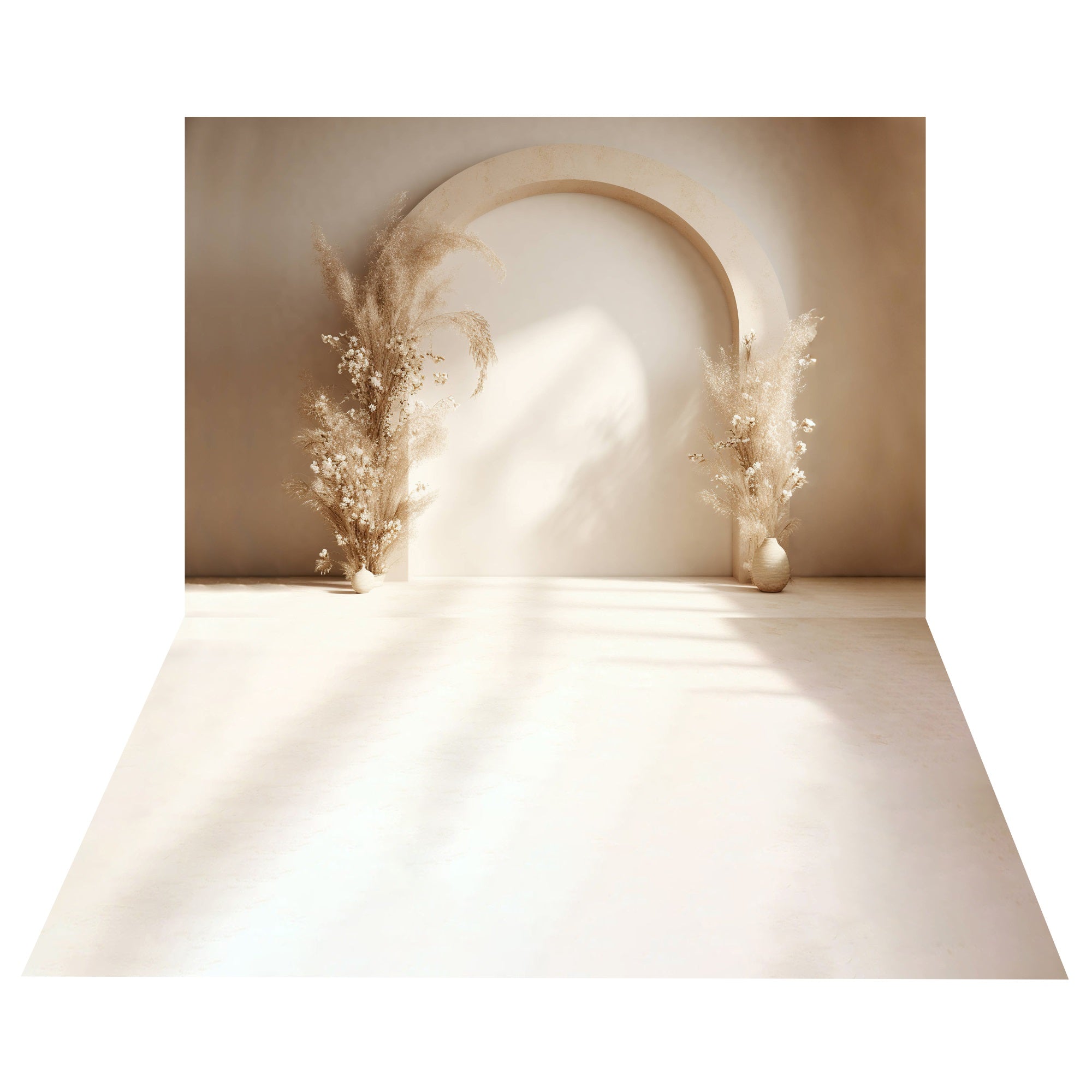 Sfondo Con Decorazioni Floreali Boho Arch+Sfondo Per Pavimento Beige Lucido BRP10-494