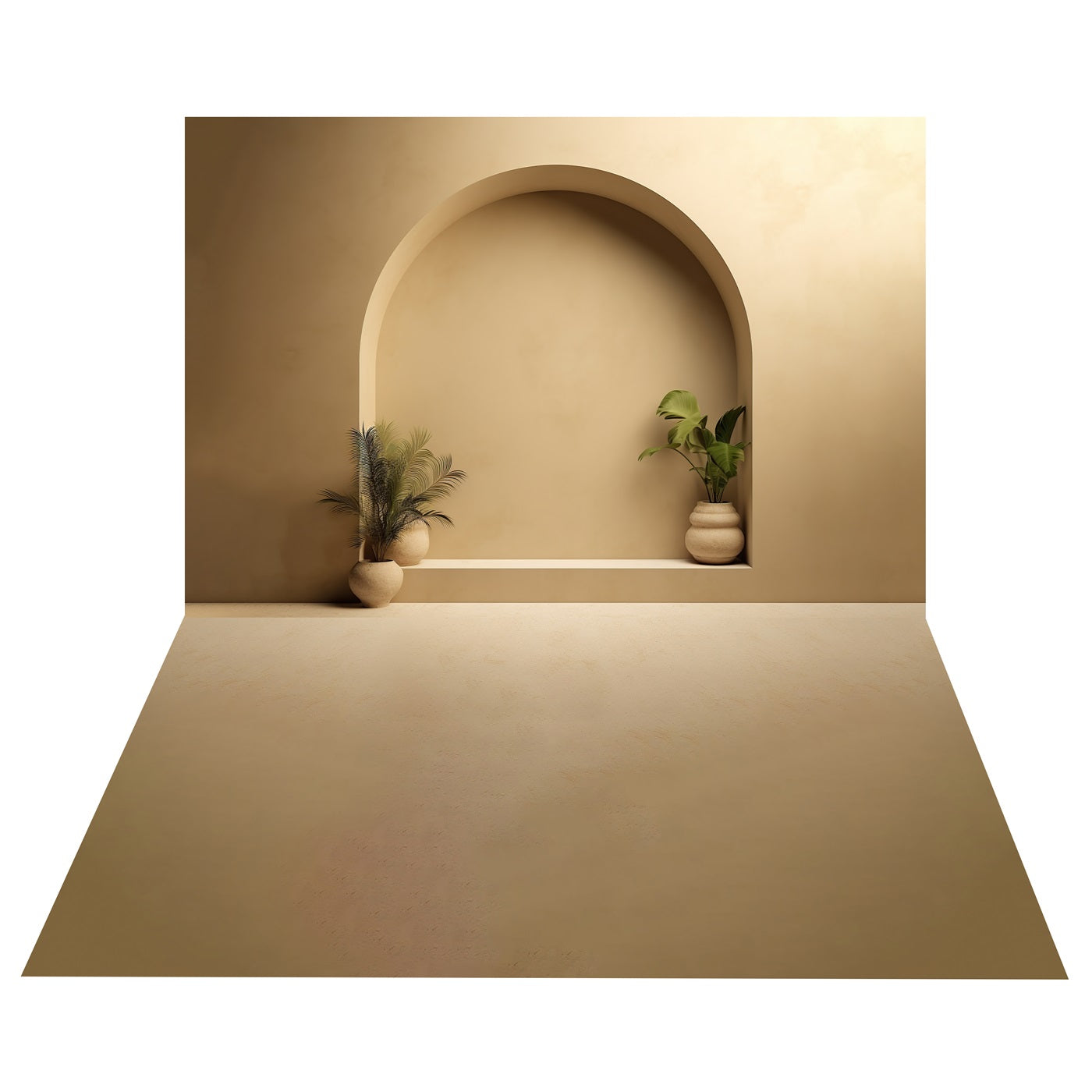 Sfondo Per Arco Con Decorazione Vegetale Boho+Sfondo Per Pavimento Beige Minimalista BRP10-495