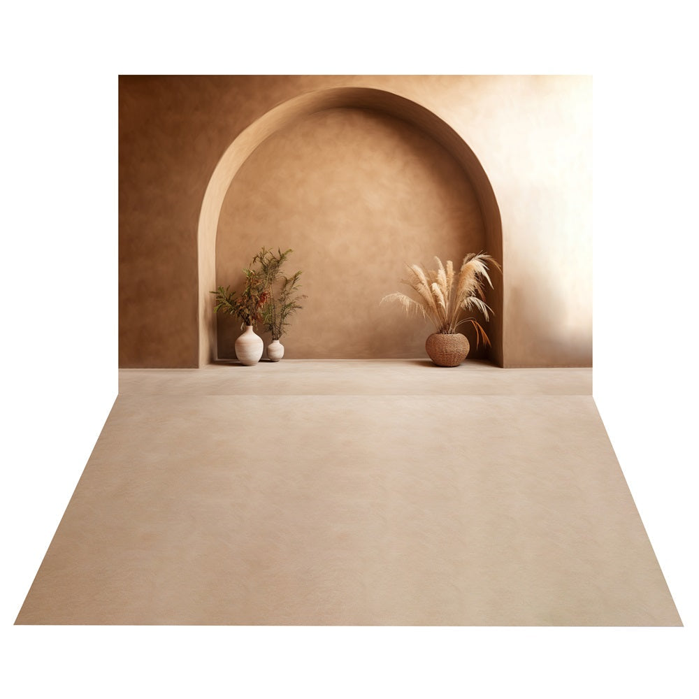 Sfondo Boho Ad Arco In Terracotta+Sfondo Opaco Per Pavimento In Sabbia BRP10-499