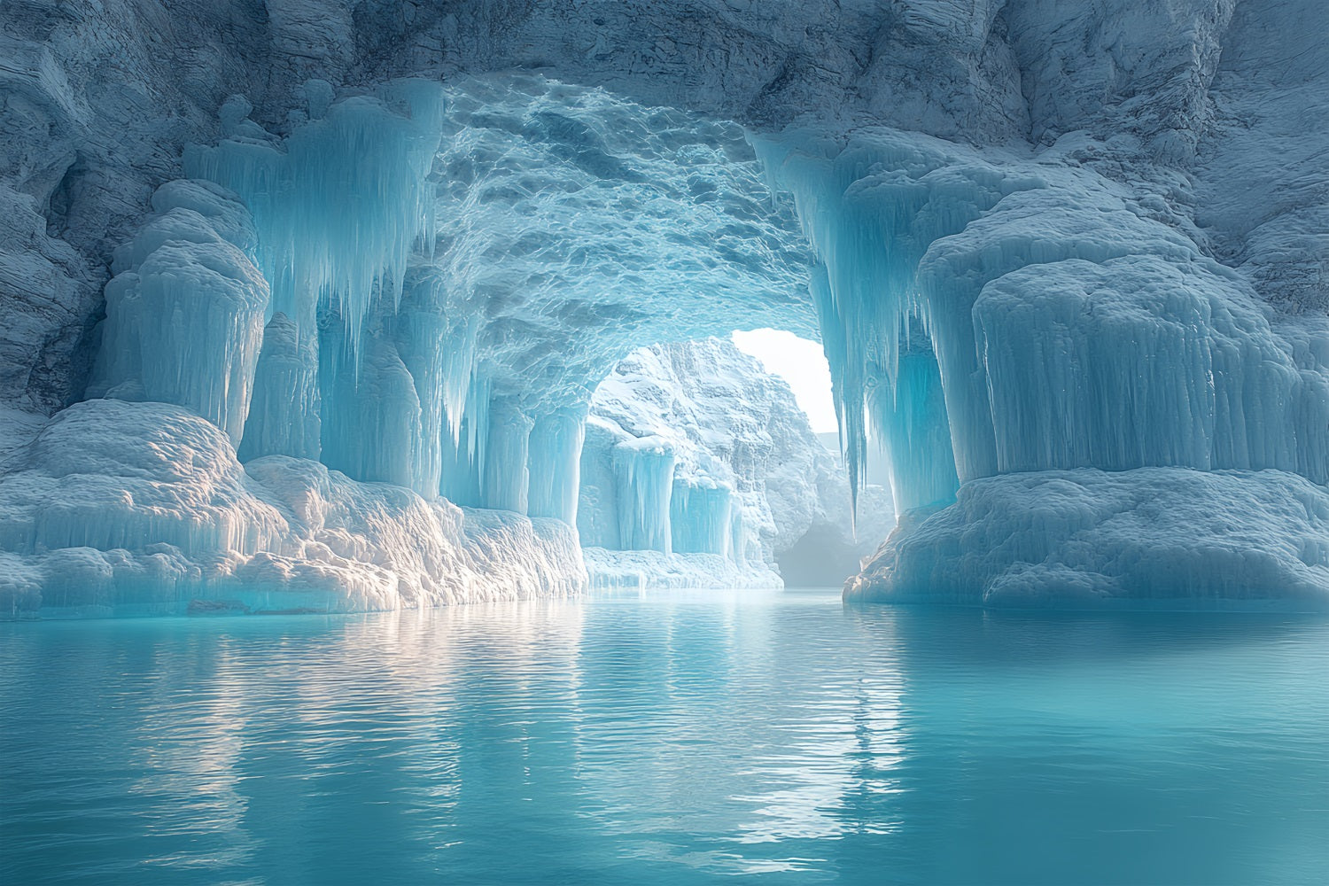 Sfondo Di Ghiaccioli Cristallini Della Grotta Di Ghiaccio Invernale Agghiacciante BRP10-50