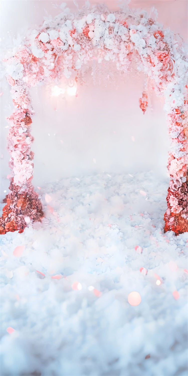 Sfondo Di Scena Di Arco Floreale Di Spazzata Di Matrimonio Romantico BRP10-521