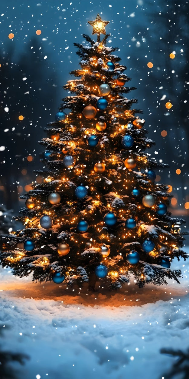 Sfondo Fotografico Con Nevicate Per Albero Di Natale BRP10-557