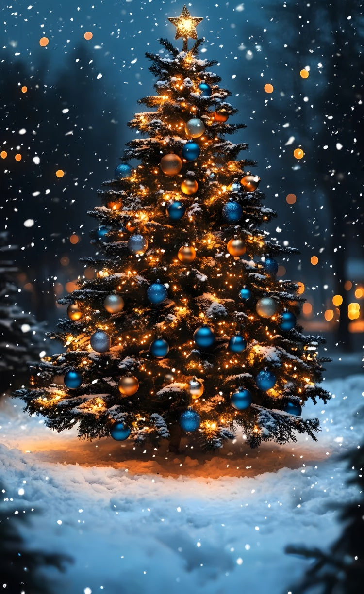 Sfondo Fotografico Con Nevicate Per Albero Di Natale BRP10-557