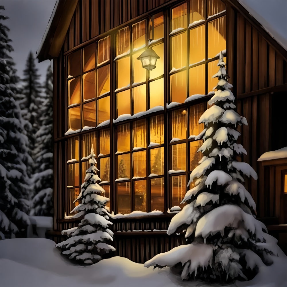 Sfondo Invernale Accogliente In Legno Con Grandi Finestre Luminose BRP10-56