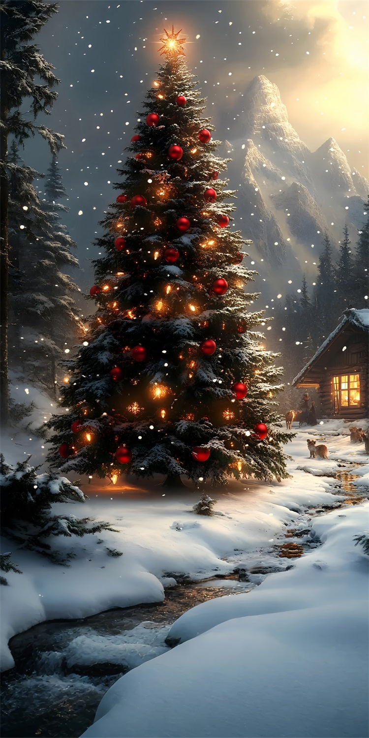 Gli Ornamenti Dell'Albero Di Natale Spazzano Lo Sfondo Della Foresta Innevata BRP10-560