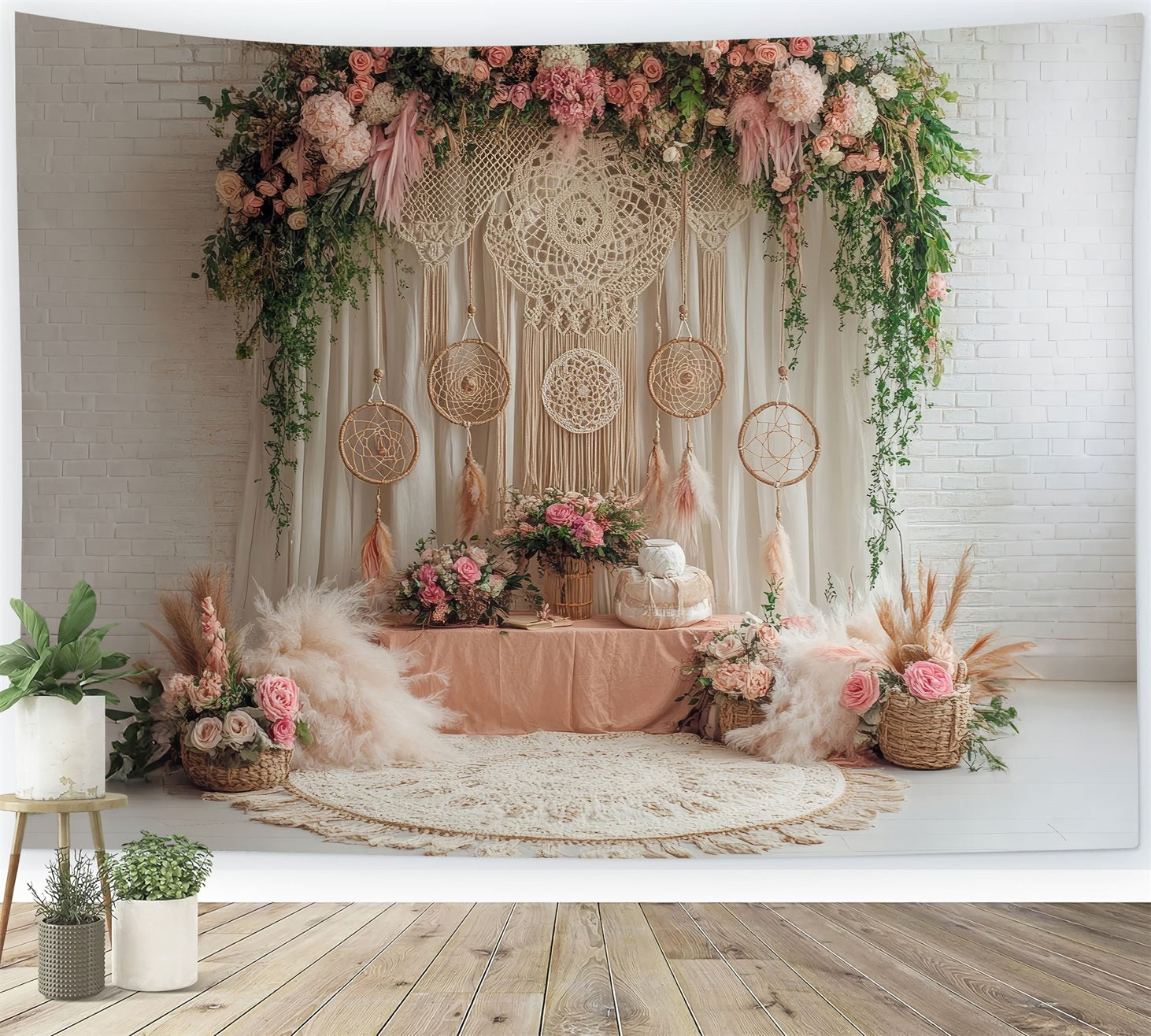 Sfondo Boho Wall Art Sfondo Floreale Dreamcatcher BRP10-591