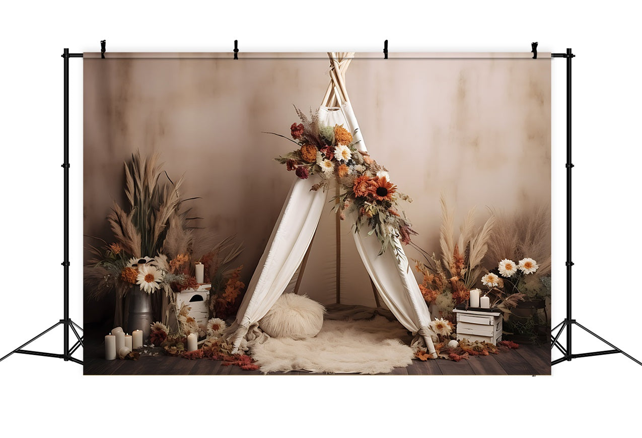 Tessuto Bohemian Fondale Teepee Floreale Autunno Sfondo BRP10-596