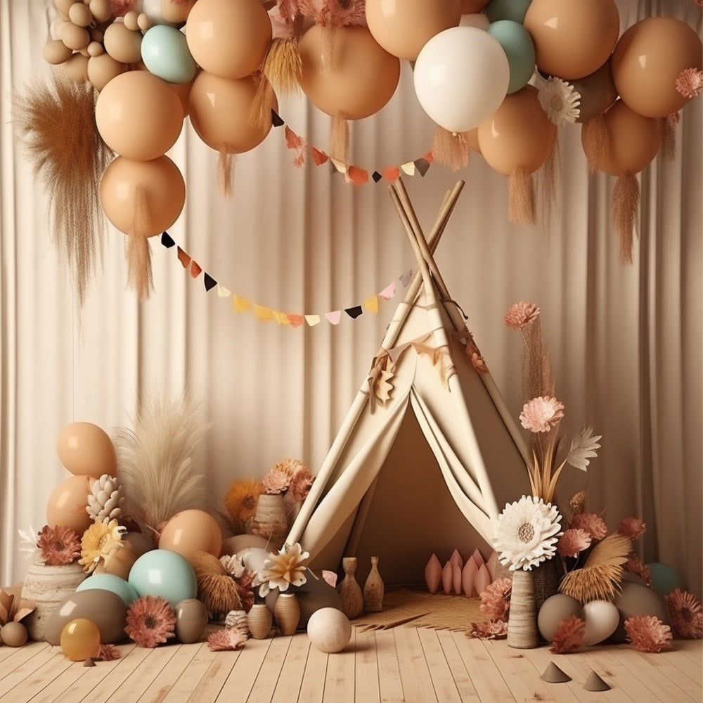 Fondali Boho Fai Da Te Teepee Balloon Party Sfondo BRP10-597