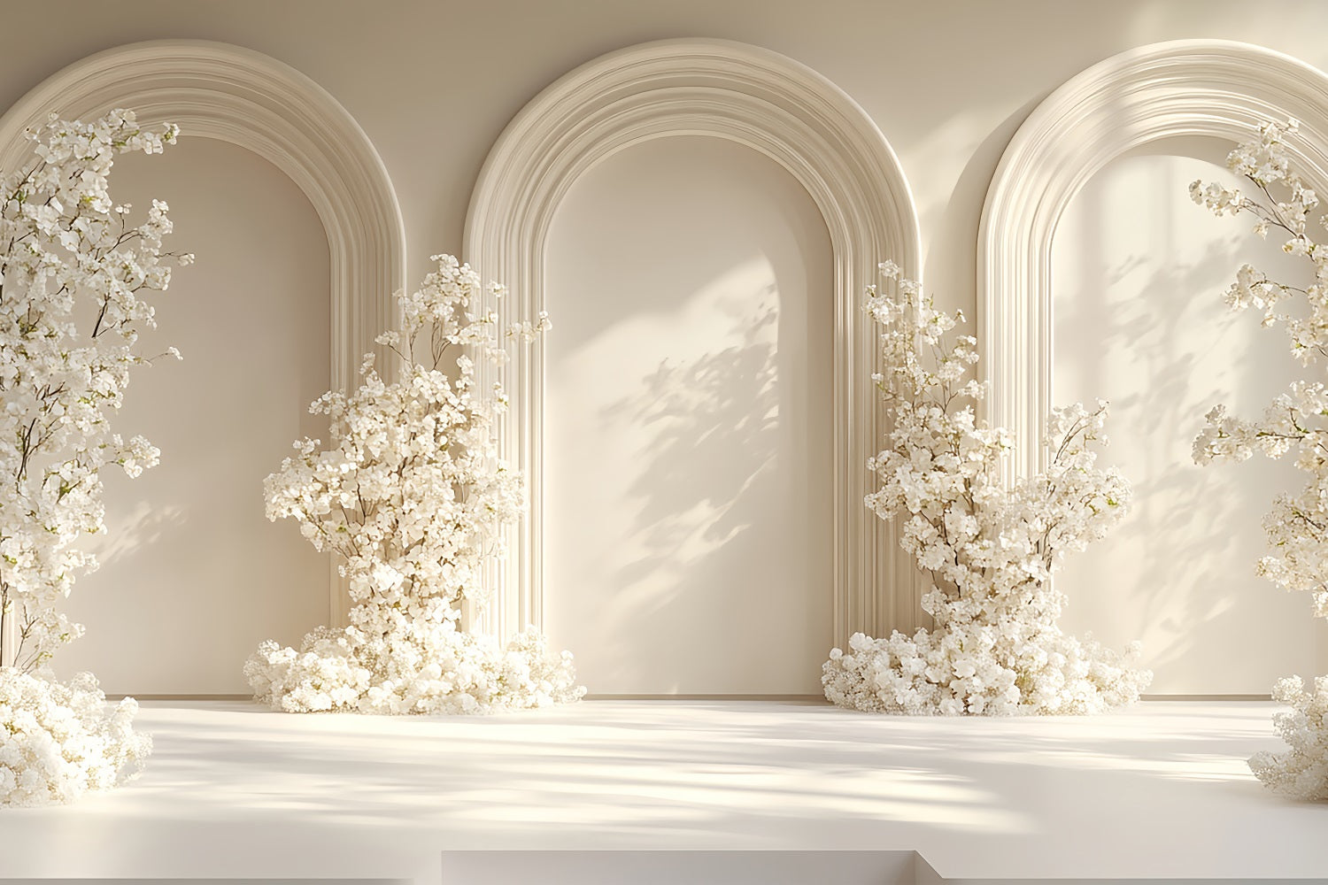 Sfondo Fotografico Boho Arch Sfondo Floreale Bianco BRP10-601