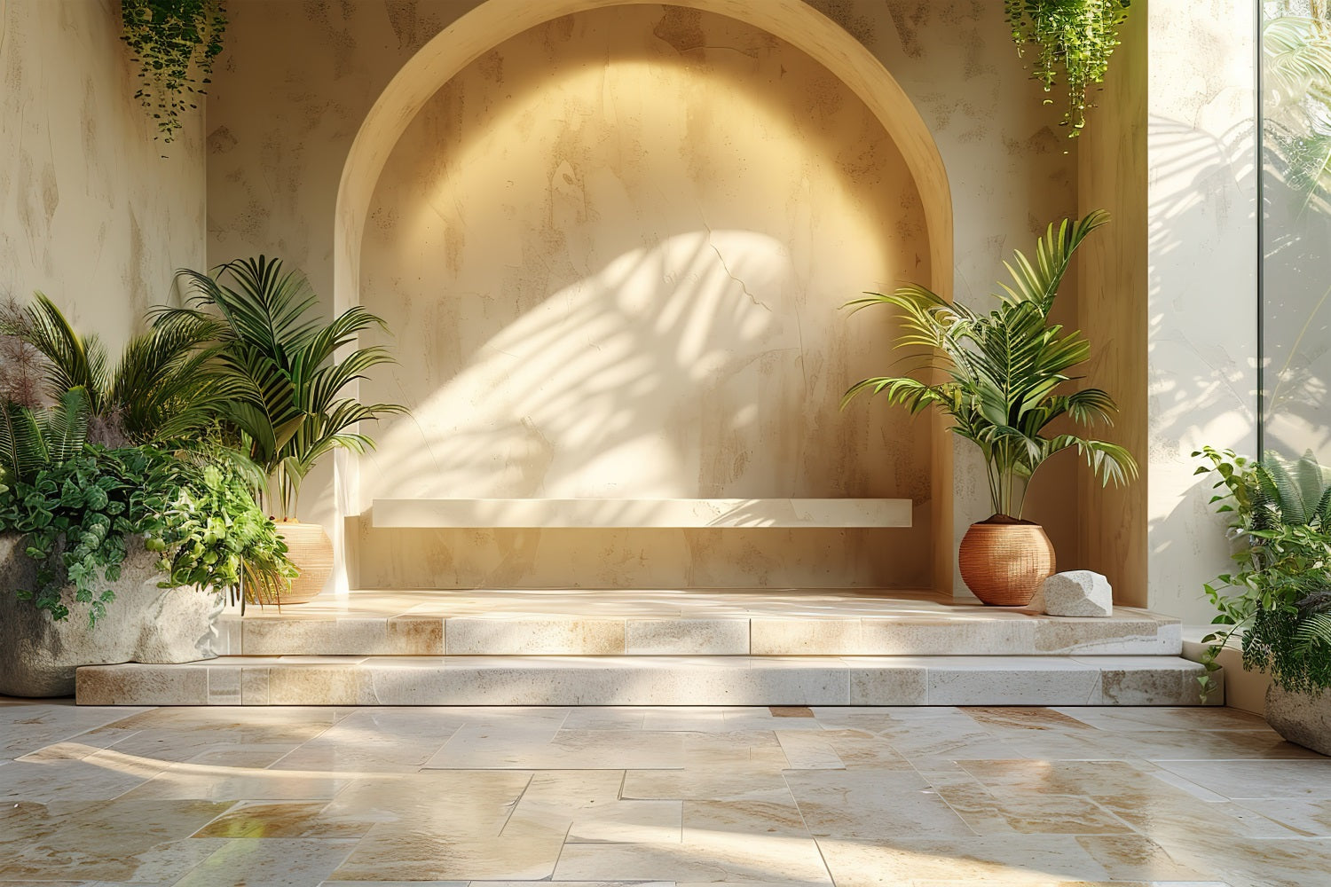 Sfondo Boho Tema Arco Sfondo Di Piante Tropicali BRP10-602