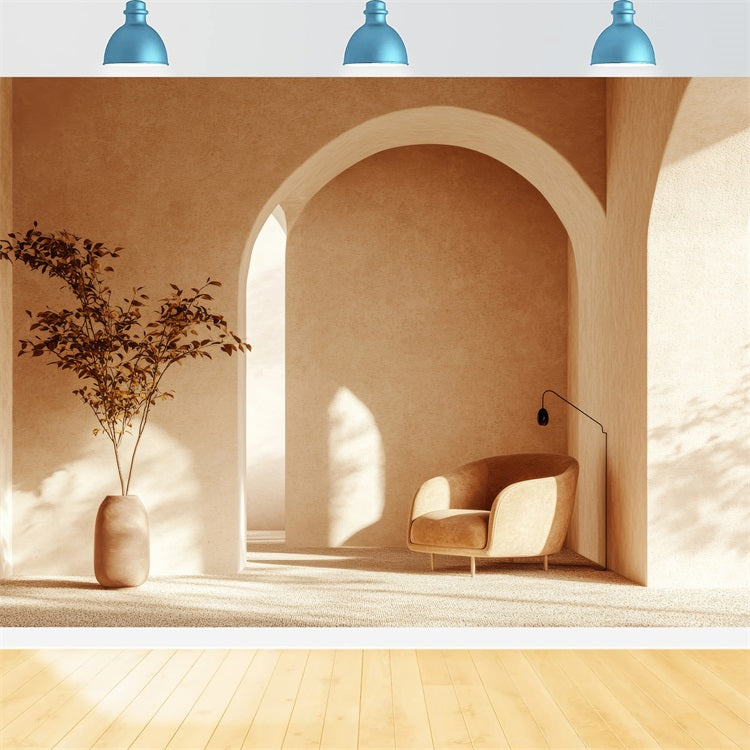 Sfondo Bohemien Con Poltrona Ad Arco Dai Toni Della Terra Design BRP10-606