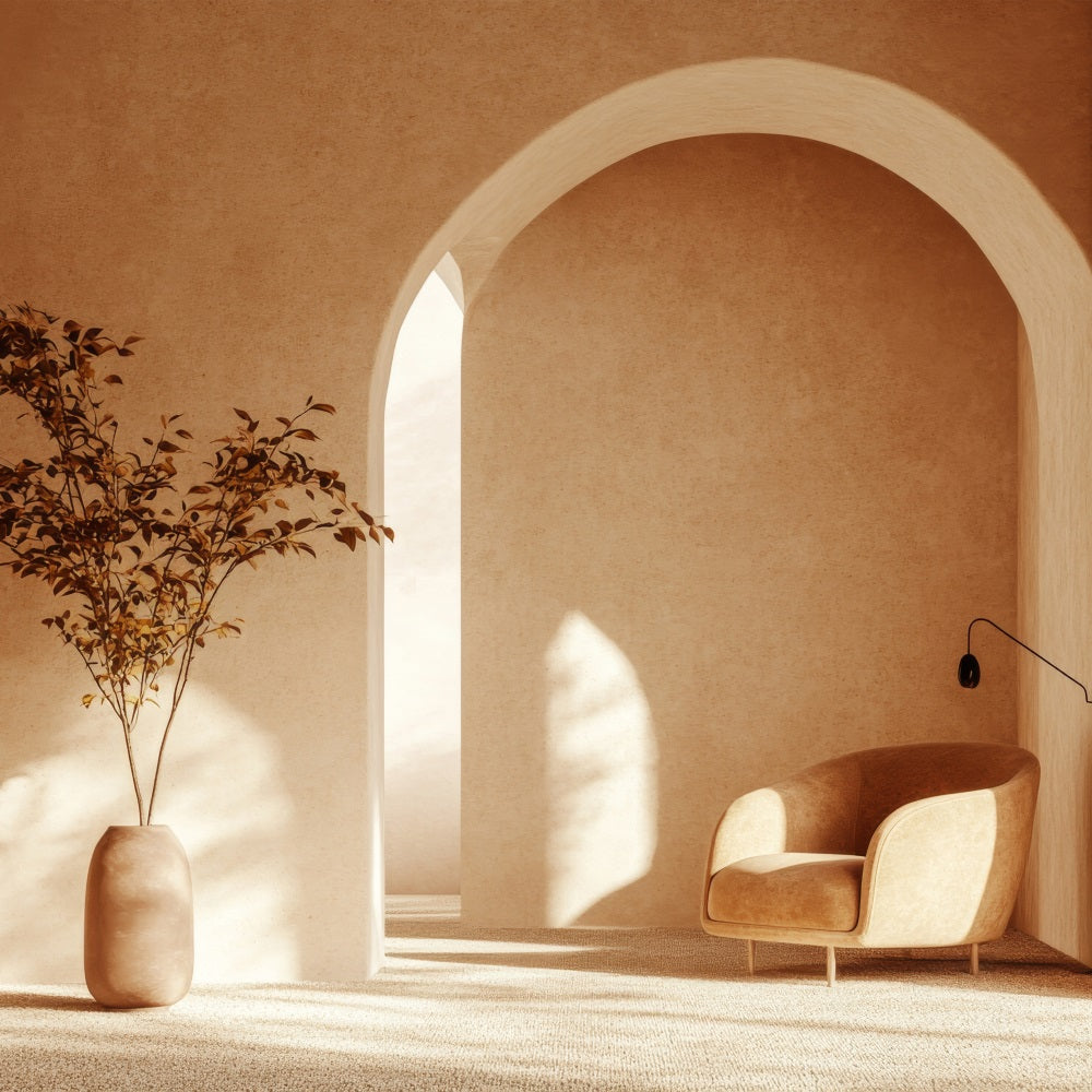 Sfondo Bohemien Con Poltrona Ad Arco Dai Toni Della Terra Design BRP10-606