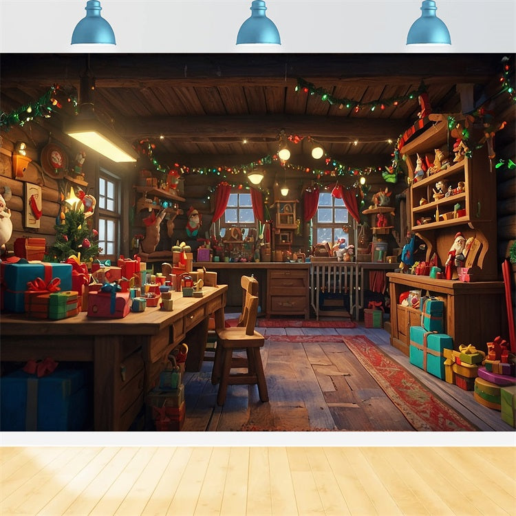 Sfondo Dei Regali Del Laboratorio Magico Di Natale Di Babbo Natale BRP10-620