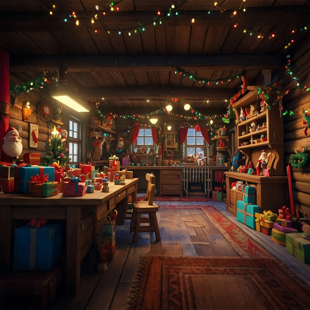 Sfondo Dei Regali Del Laboratorio Magico Di Natale Di Babbo Natale BRP10-620