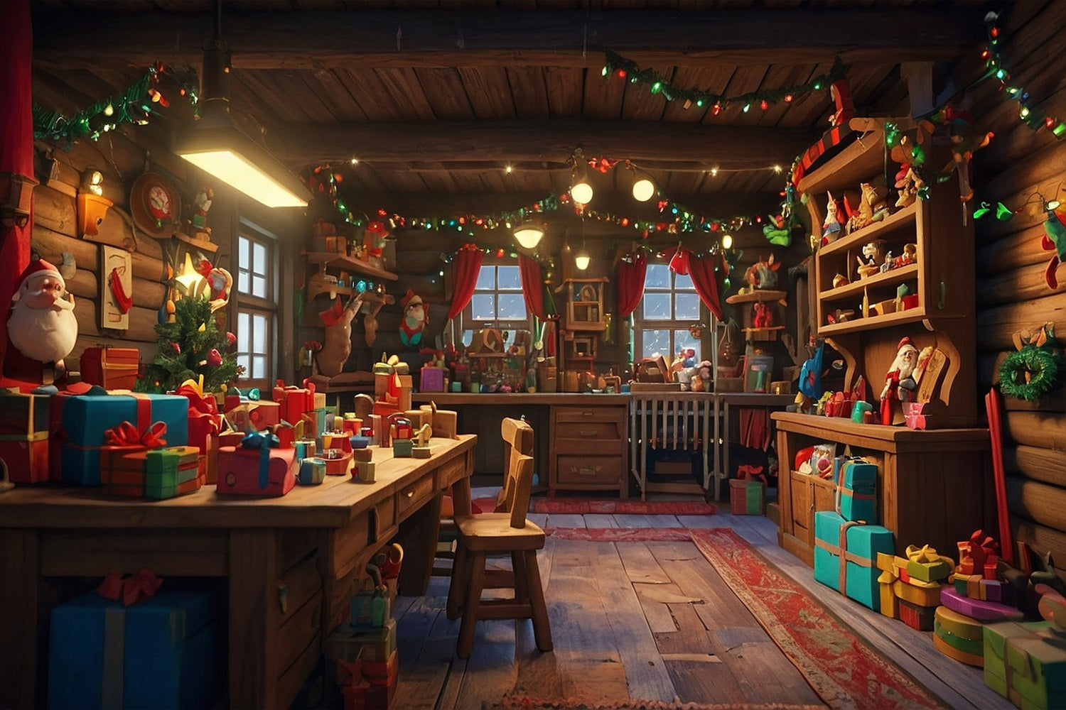 Sfondo Dei Regali Del Laboratorio Magico Di Natale Di Babbo Natale BRP10-620