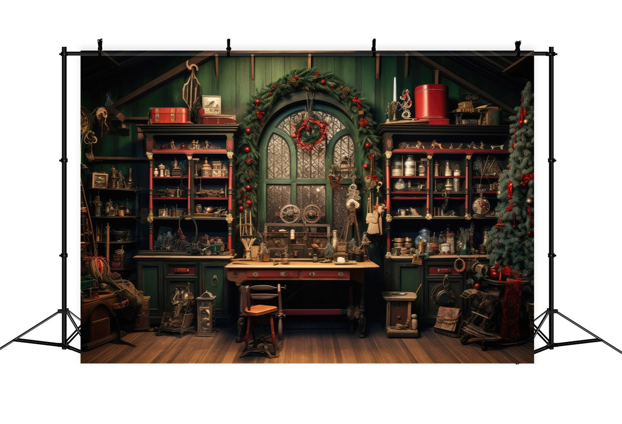 Idee Per Lo Sfondo Natalizio Sfondo Dell'Albero Del Laboratorio Di Babbo Natale BRP10-621
