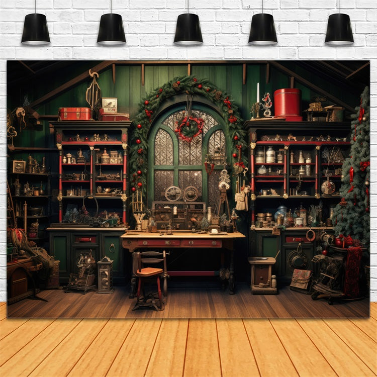 Idee Per Lo Sfondo Natalizio Sfondo Dell'Albero Del Laboratorio Di Babbo Natale BRP10-621