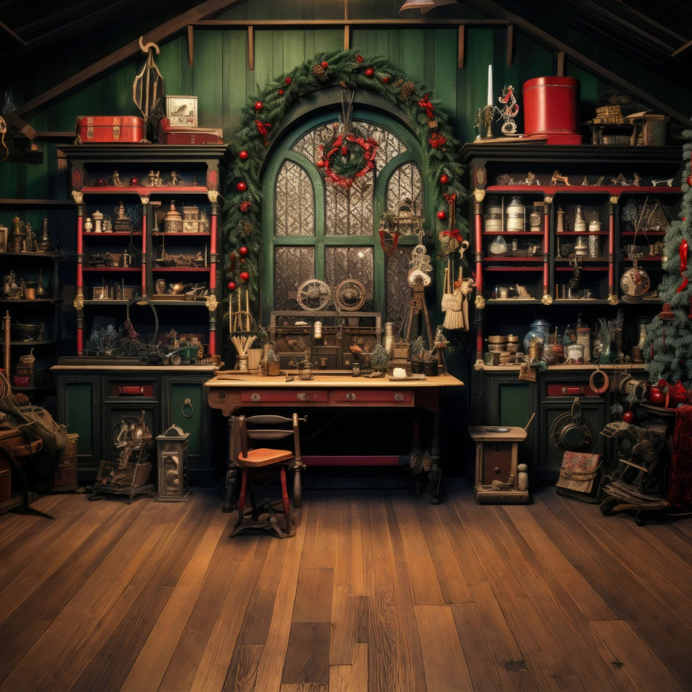 Idee Per Lo Sfondo Natalizio Sfondo Dell'Albero Del Laboratorio Di Babbo Natale BRP10-621