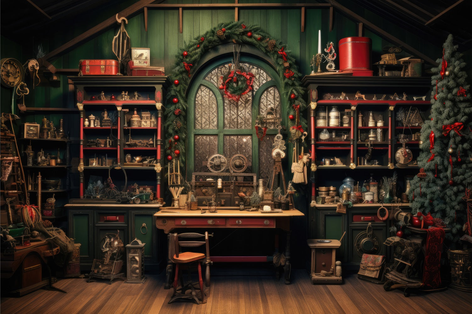 Idee Per Lo Sfondo Natalizio Sfondo Dell'Albero Del Laboratorio Di Babbo Natale BRP10-621