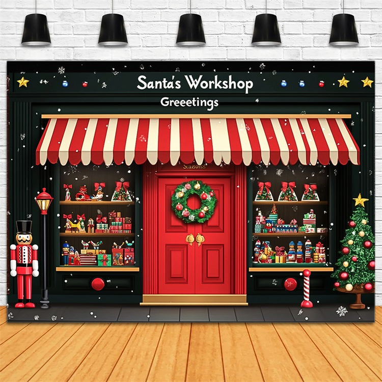 Sfondo Dell'Albero Di Natale Sfondo Dell'Ingresso Del Laboratorio Di Babbo Natale BRP10-625