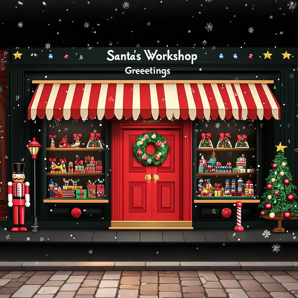 Sfondo Dell'Albero Di Natale Sfondo Dell'Ingresso Del Laboratorio Di Babbo Natale BRP10-625