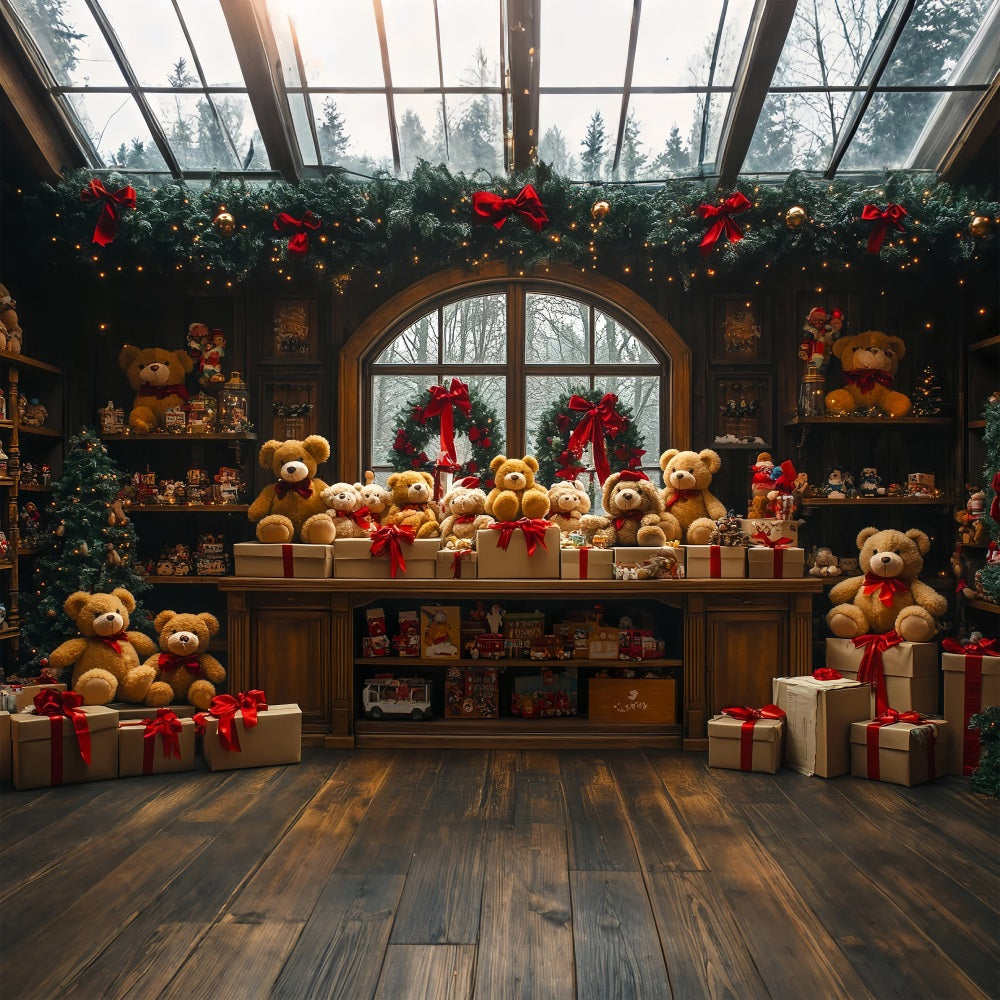 Sfondo Scena Natalizia Vetrina Del Negozio Sfondo Laboratorio Di Babbo Natale BRP10-628