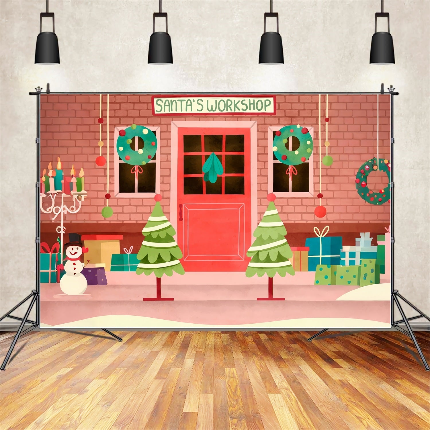 Fondali Natalizi Fondale Per Decorazioni Per L'Ingresso Del Laboratorio Di Babbo Natale BRP10-631