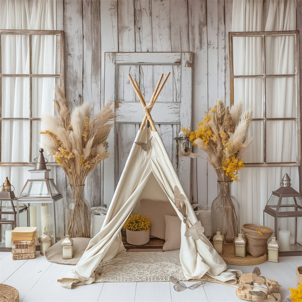 Sfondo Boho Floreale Naturale Accogliente Teepee BRP10-86