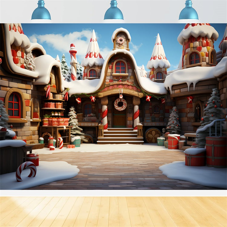 Idee Per Lo Sfondo Natalizio Sfondo Della Fabbrica Di Dolciumi Del Laboratorio Di Babbo Natale BRP11-102