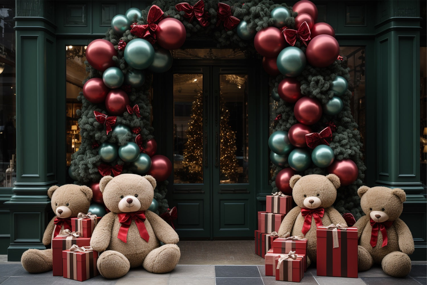 Sfondo Di Natale Sfondo Il Laboratorio Di Babbo Natale Presenta Gli Orsi Sullo Sfondo BRP11-103