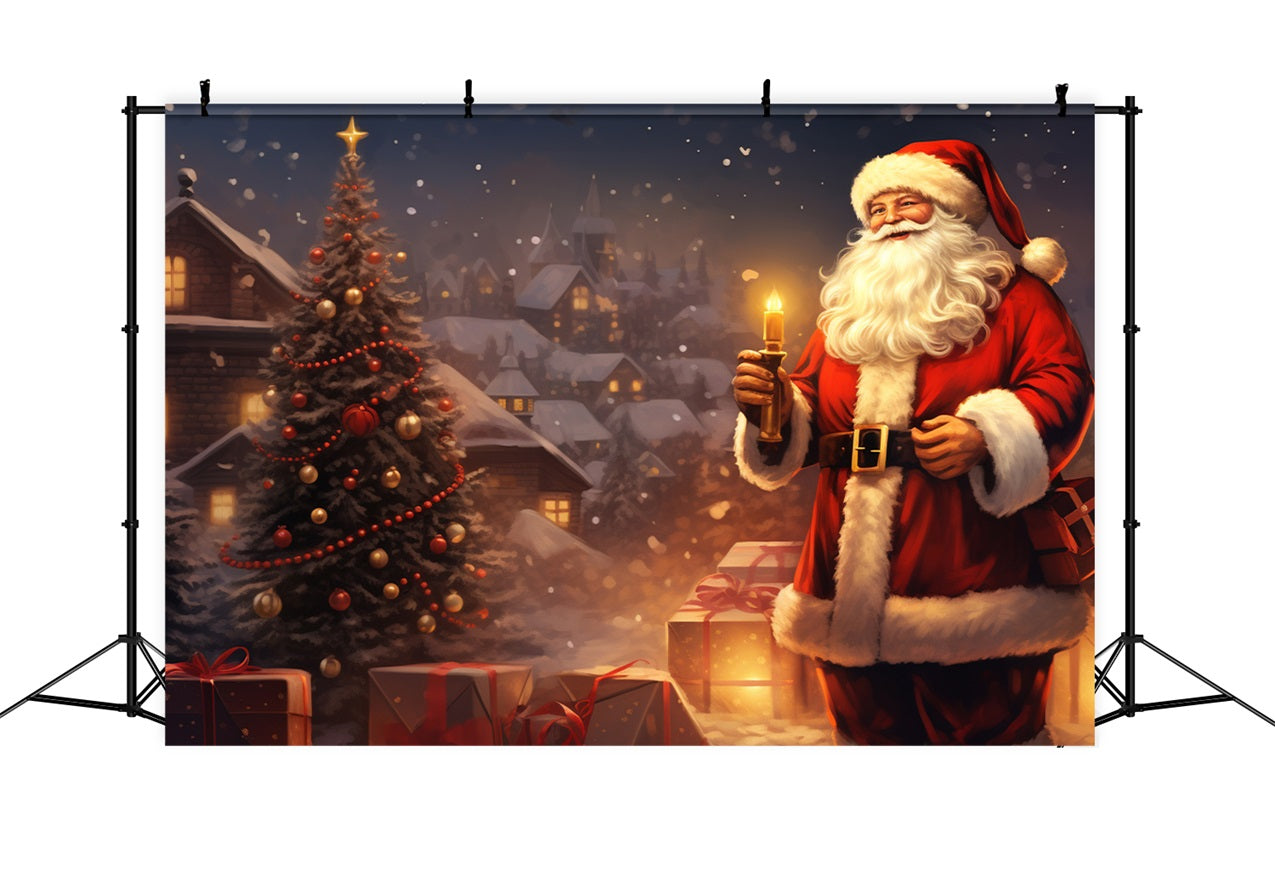 Sfondo Per Servizio Fotografico Natalizio Sfondo Con Candela Accesa Vigilia Di Babbo Natale BRP11-114
