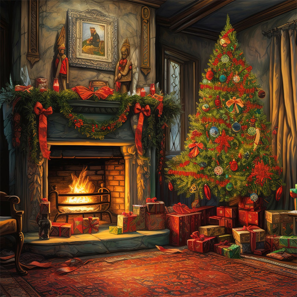Sfondo Per Caminetto Sfondo Per Ambiente Albero Di Natale BRP11-125