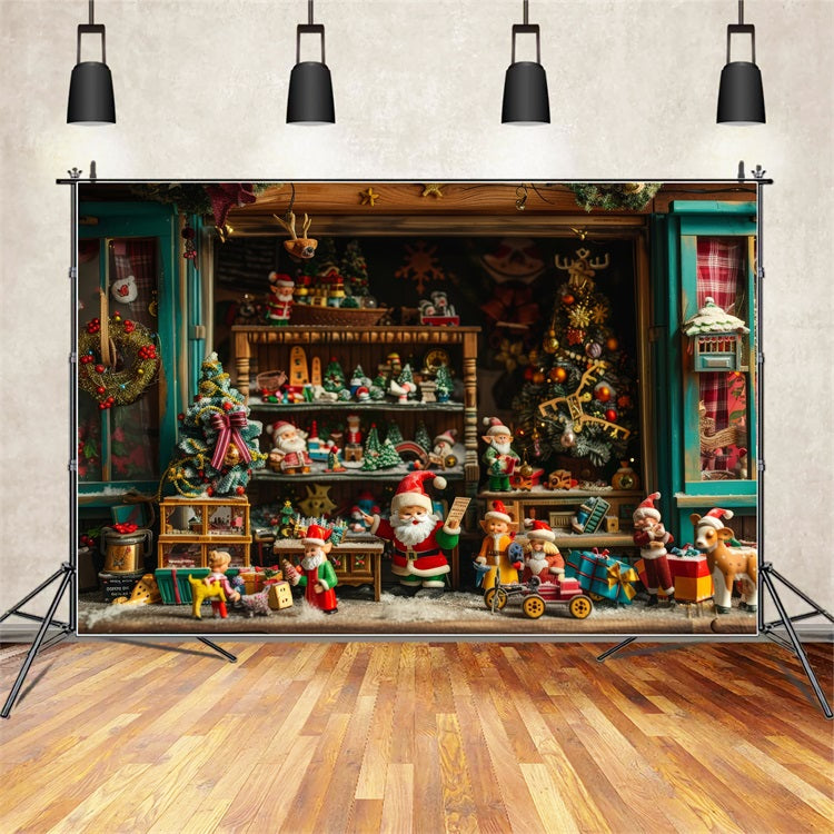 Fondali A Tema Natalizio Sfondo Del Villaggio In Miniatura Del Laboratorio Di Babbo Natale BRP11-131