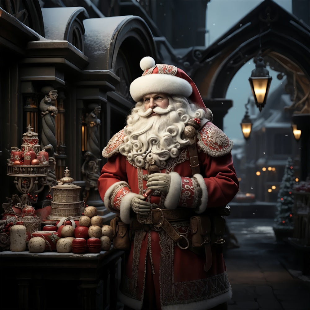 Idee Per La Decorazione Dello Sfondo Natalizio Sfondo Del Mercato Delle Bancarelle Di Babbo Natale BRP11-133
