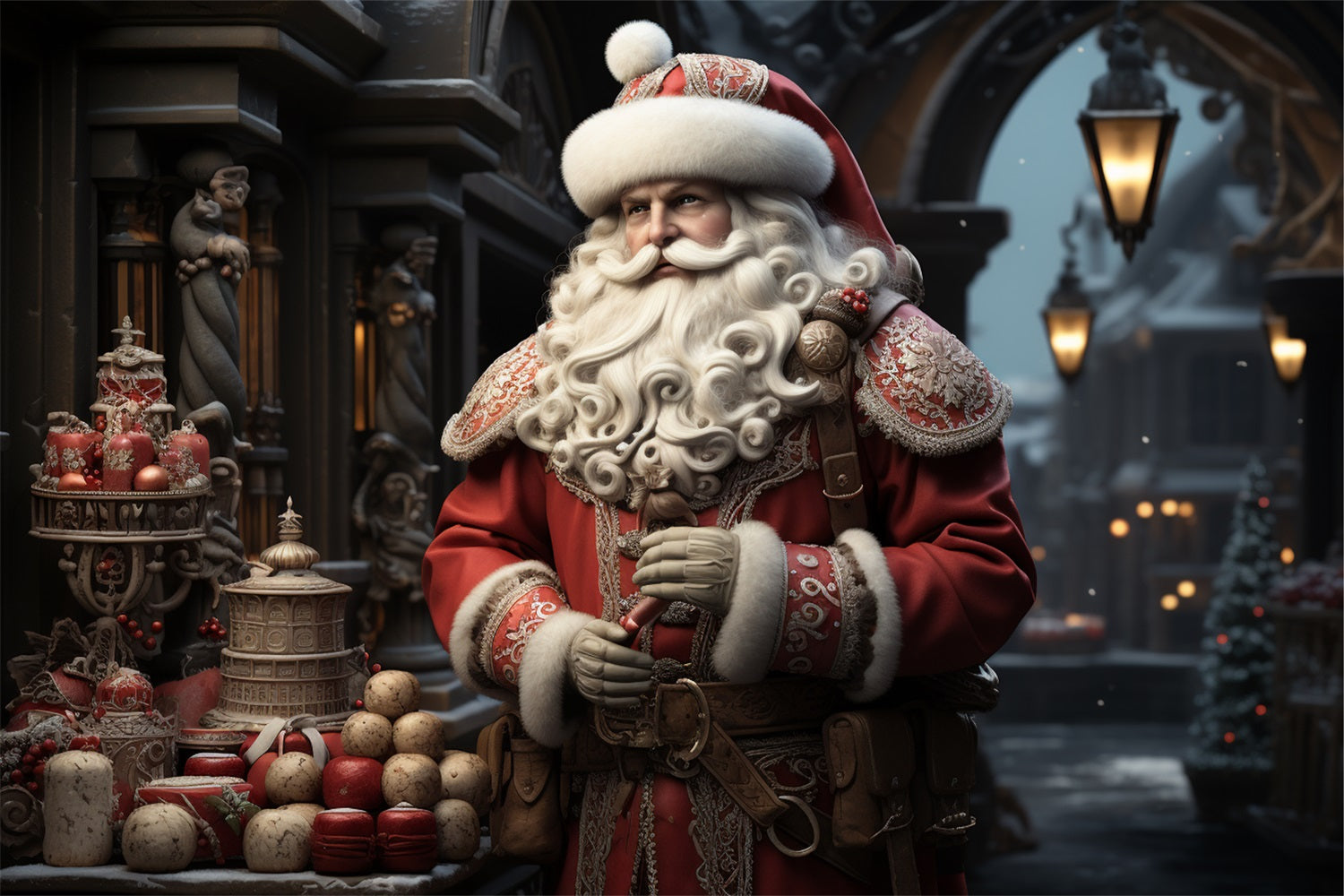 Idee Per La Decorazione Dello Sfondo Natalizio Sfondo Del Mercato Delle Bancarelle Di Babbo Natale BRP11-133