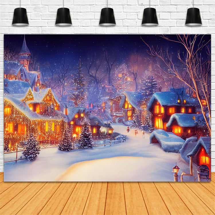 Sfondo Per Lo Sfondo Delle Luci Del Villaggio Notturno Di Natale BRP11-160