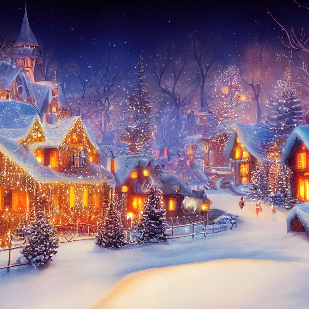 Sfondo Per Lo Sfondo Delle Luci Del Villaggio Notturno Di Natale BRP11-160