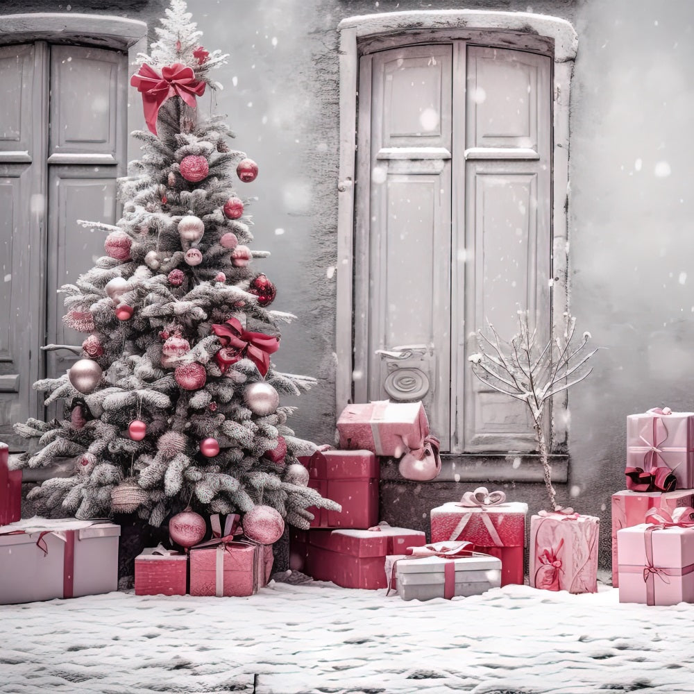 Sfondo Di Neve Di Natale Sfondo Di Scena Regalo Rosa BRP11-174